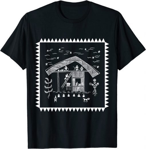 White Ink Warli Home Sweet Home 2021 T-Shirt