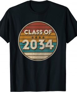Retro Vintage Class Of 2034 Grow With Me First Day of School T-Shirt