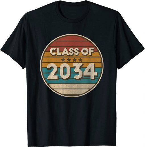 Retro Vintage Class Of 2034 Grow With Me First Day of School T-Shirt