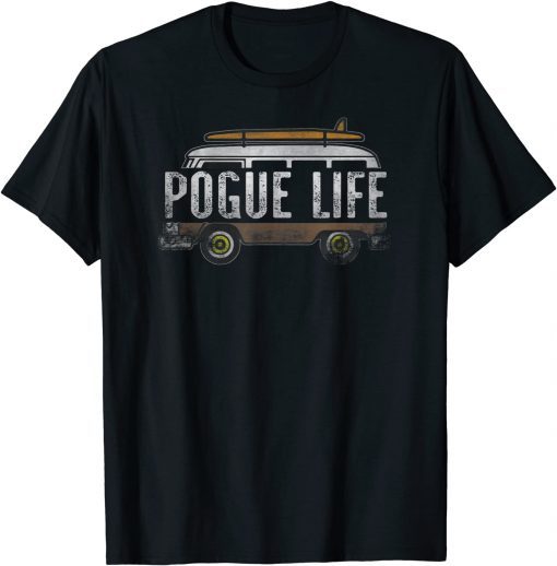 Distressed vintage style Pogue Life surfer van design T-Shirt