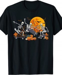 2021 Skeleton Skateboard Skate Halloween Skateboarding Funny T-Shirt