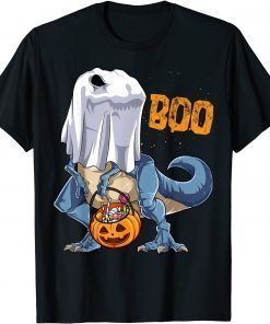 Ghost Dinosaur T rex Funny Boo Halloween Gifts Men Pumpkin T-Shirt