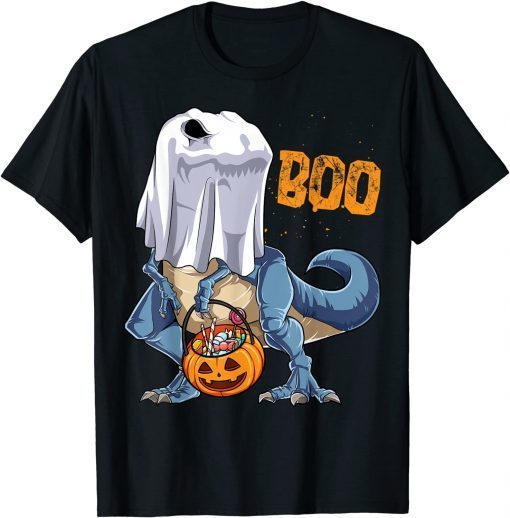 Ghost Dinosaur T rex Funny Boo Halloween Gifts Men Pumpkin T-Shirt