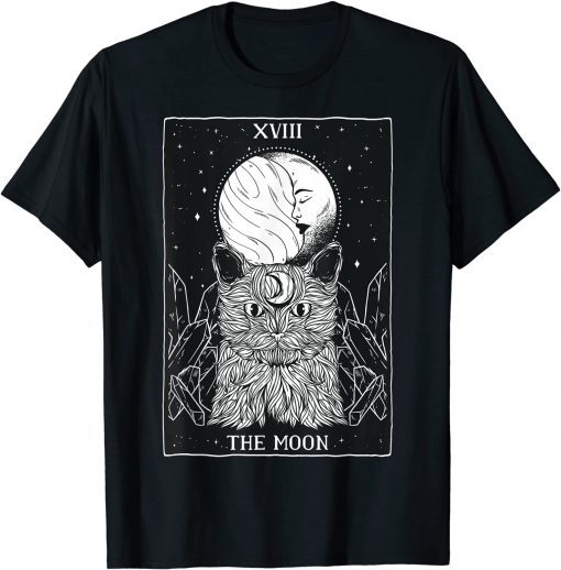 Unisex Tarot Card Moon and Cat Witchy T-Shirt
