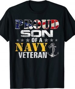 T-Shirt Vintage Proud Son Of A Navy For Veteran Gift