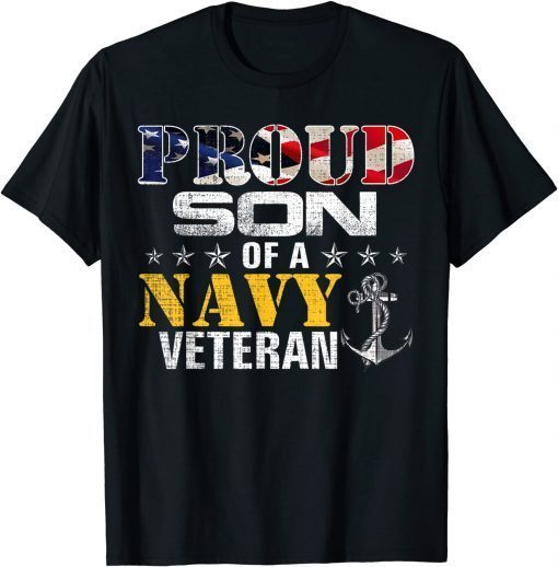 T-Shirt Vintage Proud Son Of A Navy For Veteran Gift