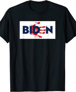 Mens Bold Block Blood On His Hands Biden BringTrumpBack Trending 2021 T-Shirt