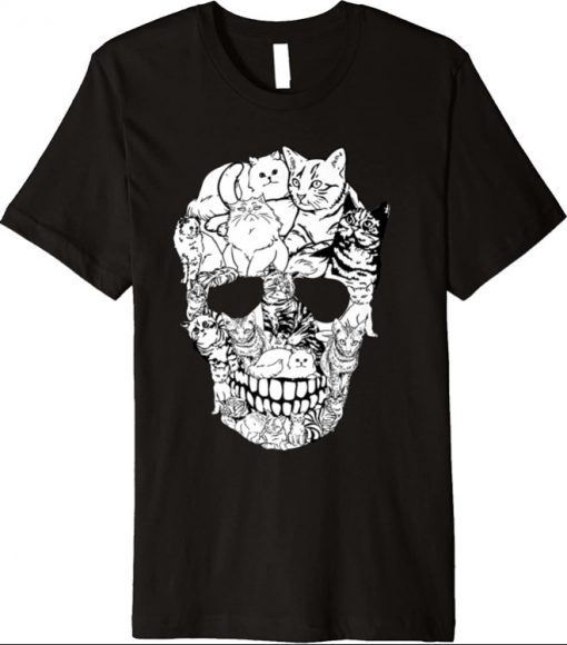 Cat Skull Shirt Kitty Skeleton Halloween Costume Skull Cat Premium T-Shirt