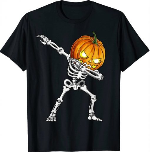 Dabbing Skeleton Pumpkin Halloween Men Dab Dance Costume T-Shirt