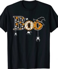 Boo With Spiders And Witch Hat Halloween T-Shirt
