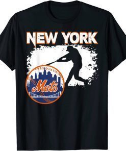 New York NY Skyline Baseball Vintage Met At Gameday Tee Shirt
