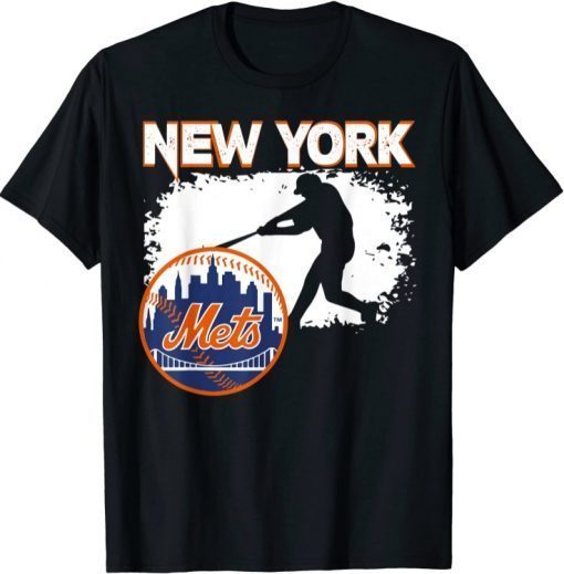 New York NY Skyline Baseball Vintage Met At Gameday Tee Shirt