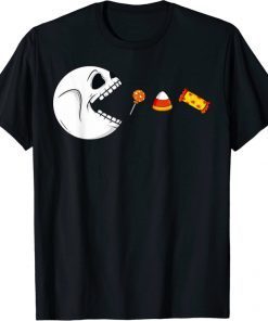 Halloween Skeleton Eats Candy Funny Boys Girls Kids 2021 T-Shirt