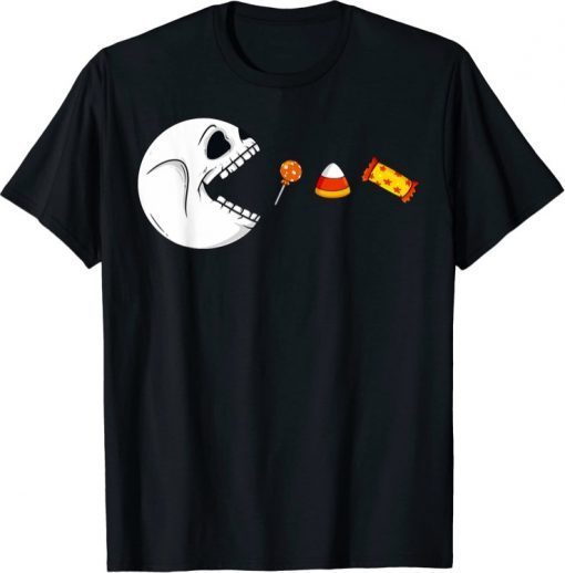 Halloween Skeleton Eats Candy Funny Boys Girls Kids 2021 T-Shirt