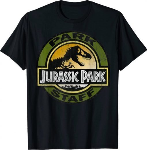 Jurassic Park Staff Retro Distressed Logo Graphic T-Shirt