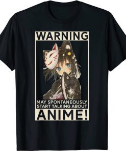 Warning May Spontaneously Talk About Anime Funny Manga Girl T-Shirt