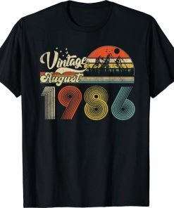 35th Birthday Vintage August 1986 Shirt 35 Years Old Shirt T-Shirt