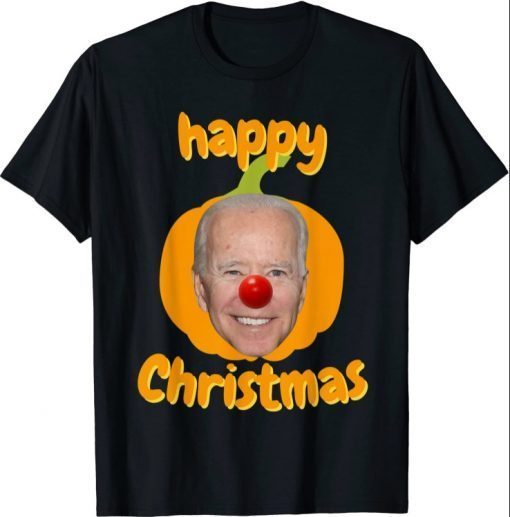 2021 Anti Biden Happy Christmas Holiday Pumpkin Clown Head T-Shirt