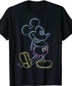 Disney Mickey And Friends Mickey Mouse Neon Line Portrait T-Shirt