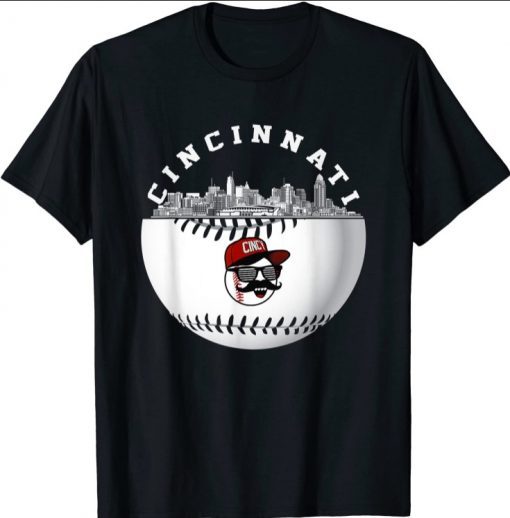 Vintage Cincinnati Baseball Fans Gift Retro Red Color Gift T-Shirt