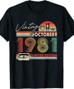 Official Happy 40th Bday Vintage October 1981 Shirt 40 Years Old T-Shirt