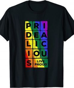 Official Pridealicious LGBTQ Gay Pride Rainbow Graphic Design T-Shirt