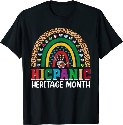 Classic National Hispanic Heritage Month Rainbow All Countries Flags T-Shirt