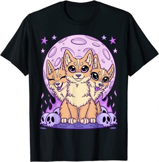 Official Cute Creepy Headed Dog Anime Kawaii Pastel Goth Clothes T-Shirt