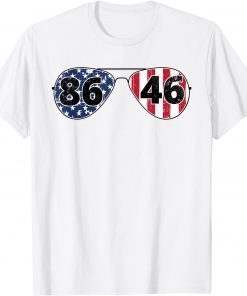 Official Mens 86 46 USA Vintage Flag Sun Glasses Republican Anti Biden T-Shirt