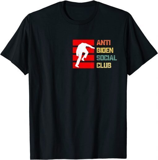 Classic Anti Biden Social Club Funny Vintage Biden Falling Stairs T-Shirt