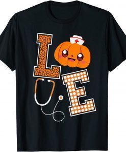 Official Love Nurse Halloween Pumpkin Fall Nurses costume Womens T-Shirt