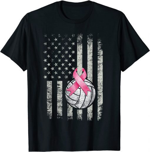 Classic Volleyball Wear Pink Ribbon Breast Cancer Awareness Month T-Shirt