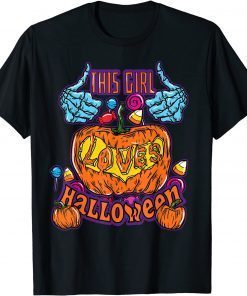 Classic This Girl Loves Halloween Pumpkin And Sweets Trick Or Treat T-Shirt