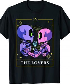 T-Shirt The Lovers Tarot Card Occult Evil Satanic Demonic Skeleton