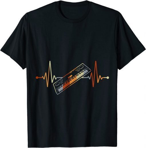 2021 Keyboard gift for pianist heart line piano Gift TShirt