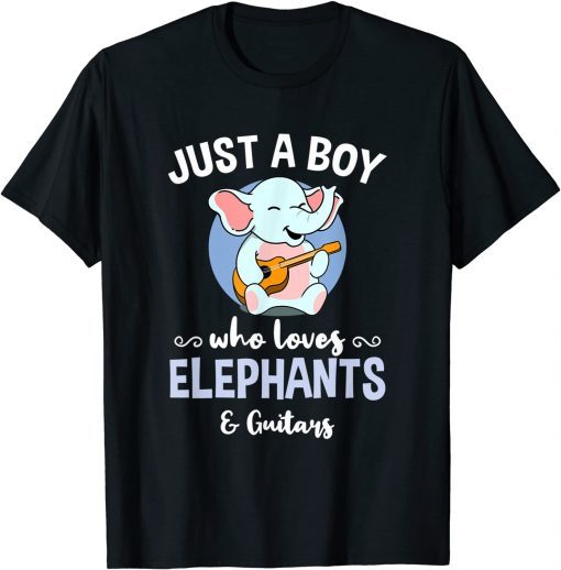 Funny Just A Boy Who Loves Elephants And Guitars T-Shirt