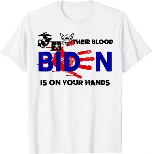 Official Mens Their Blood Biden Is On Your Hands -Vintage Biden Handprint T-Shirt