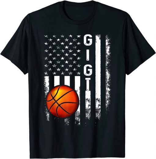 Basketball Gigi American Flag Vintage Christmas Xmas T-Shirt