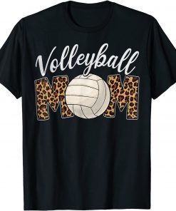 Volleyball Mom Leopard Funny Sport Ball Mom Mother's Day 2021 T-Shirt
