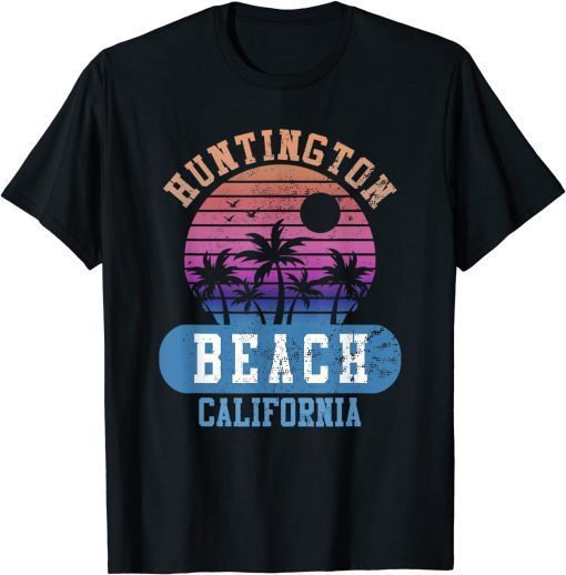 Official HUNTINGTON BEACH CALIFORNIA Retro Sunset Summer Aesthetic T-Shirt