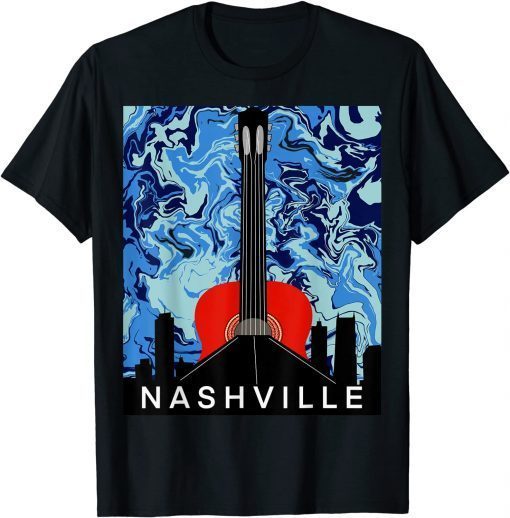 Funny Nashville Skyline Guitar T-Shirt