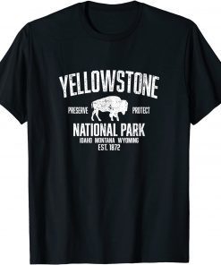 T-Shirt Yellowstone National Park Bison Vintage Buffalo Distressed 2021