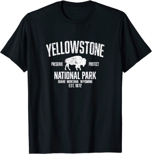 T-Shirt Yellowstone National Park Bison Vintage Buffalo Distressed 2021