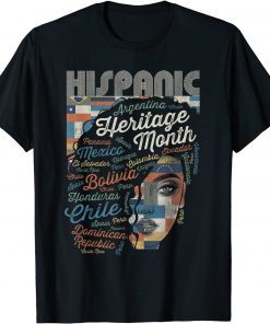 Official Latina Woman Art Hispanic Heritage Month Latin Country Flags T-Shirt
