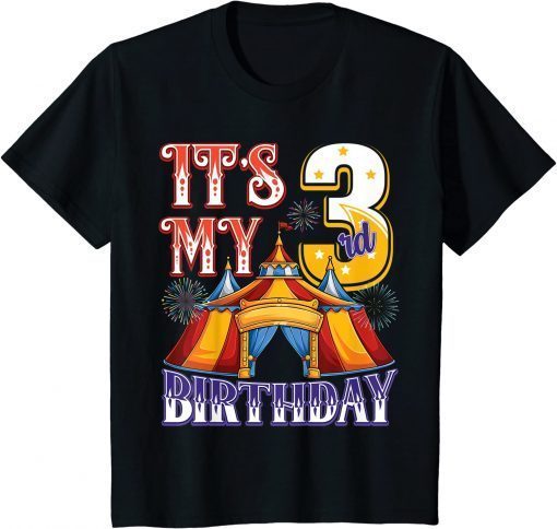 2021 Kids 3 Year Old Ringmaster Circus Party 3rd Birthday T-Shirt