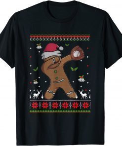 Ugly Christmas Dabbing Gingerbread Baseball Xmas Pajamas Gift Tee Shirt