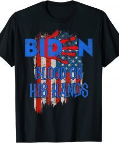 Biden Blood On His Hands USA Flag - Vintage Biden Handprint T-Shirt