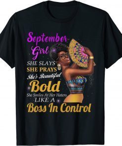 Classic September Girl Virgo Birthday Gift Melanin Afro Queen Womens T-Shirt