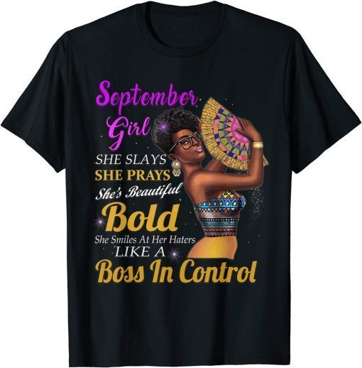 Classic September Girl Virgo Birthday Gift Melanin Afro Queen Womens T-Shirt