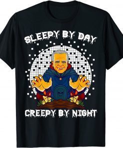 Official Sleepy By Day Creepy By Night Funny Biden Halloween Monster T-Shirt